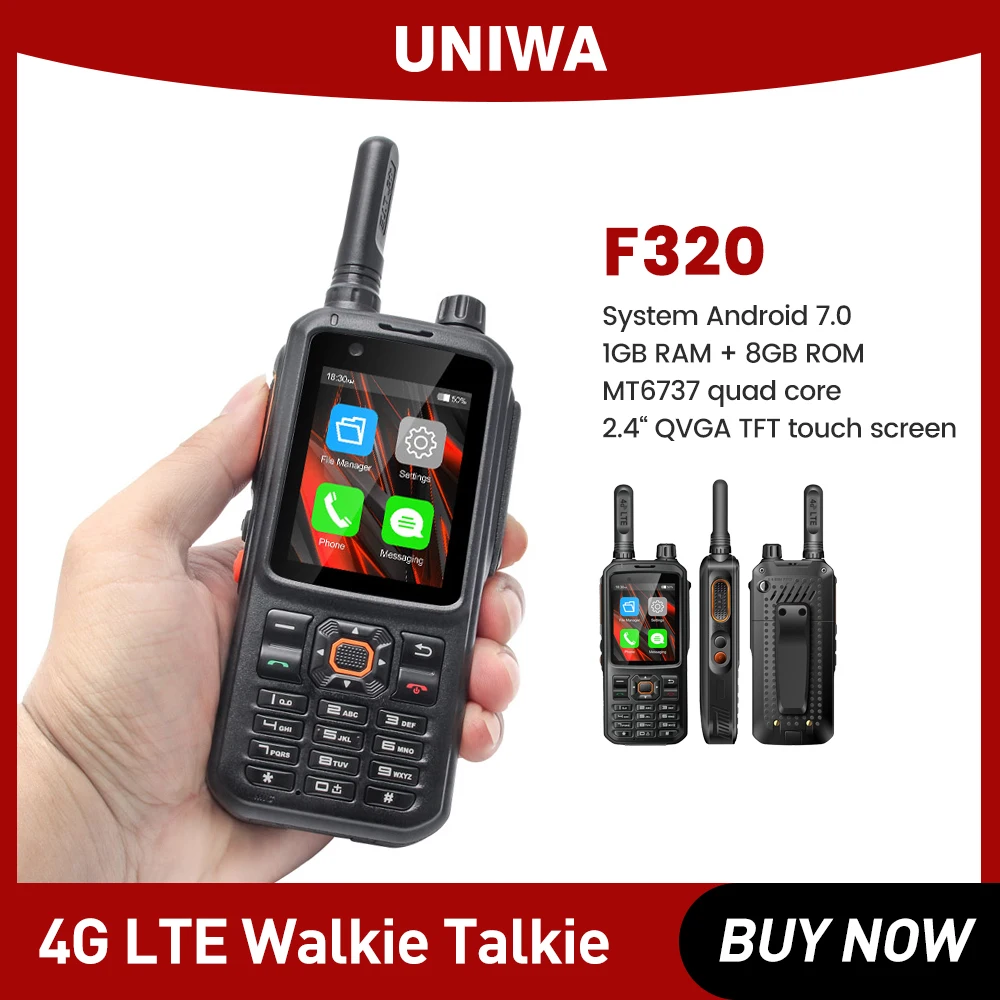 UNIWA F320 Mobile Phone Quad CoreZello Long Range 100km 500km 1000km 4G LTE Android 7.0 Walkie Talkie PoC Radio Smartphone