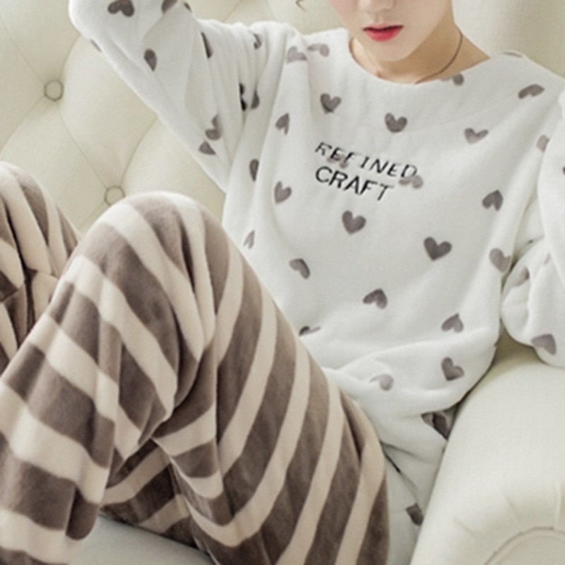 Winter Pajamas For Women Cute Cartoon Coral Velvet Pajama Korean Style Plush Thickened Home Sleepwear Sets Y2k Casual Clothes