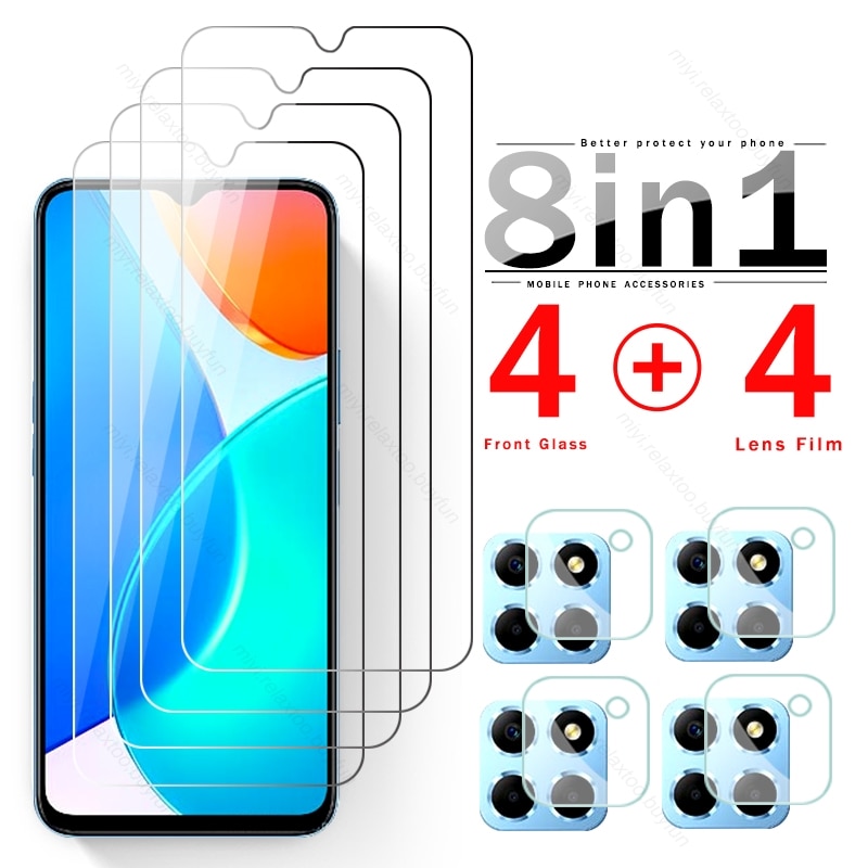 For Honor X6 4G Glass 8 In 1 9H Tempered Glass On Honar Honer X6S X6 X 6S 6 S 4G Camera Lens Screen Protector Cover Film HonorX6