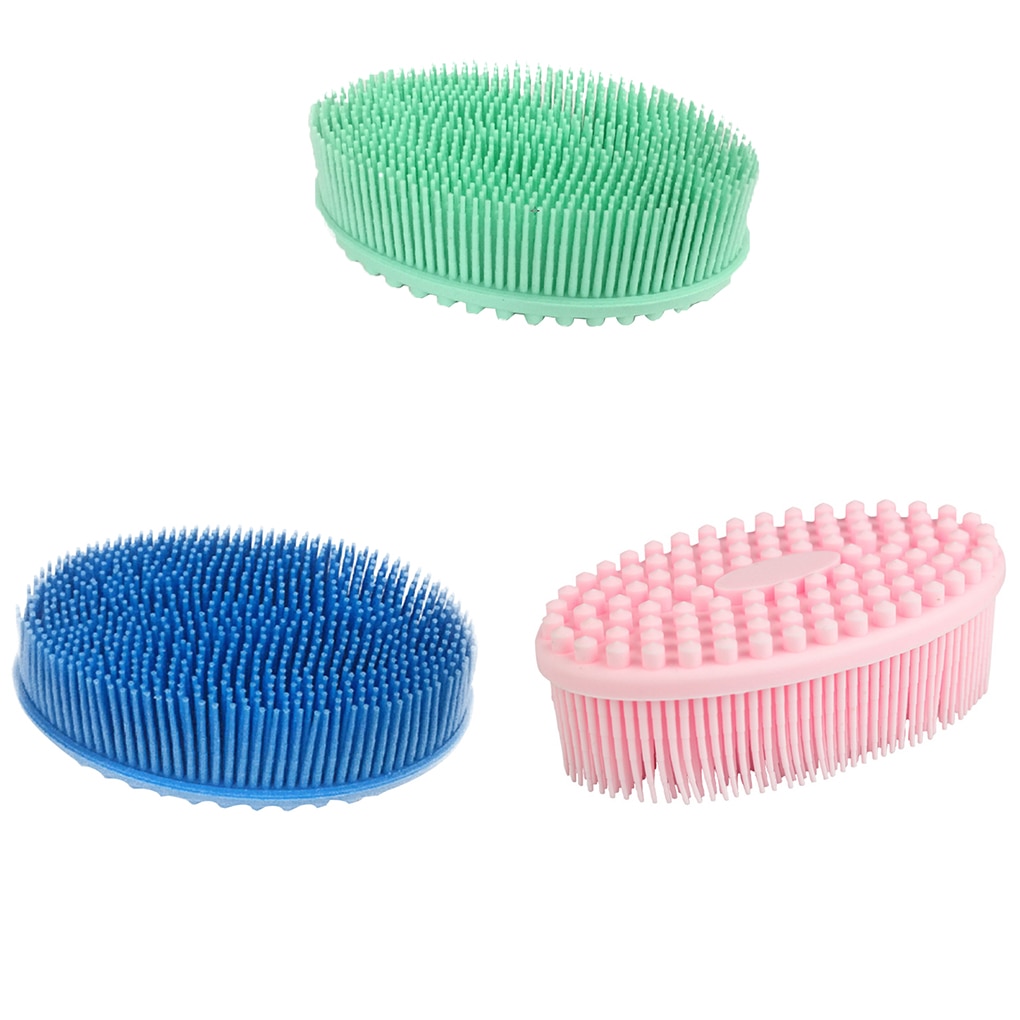 Silicone Massage Brush Kids Baby Bath Scrubber Double Sided Children Adult Hair Cleaning Brush