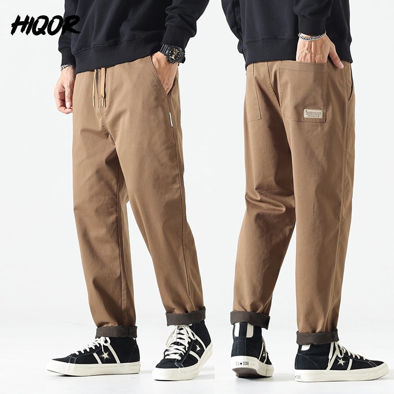 HIQOR Autumn Cityboy Style Vintage Men's Loose Streetwear Overalls Wash Craft Japanese Straight Casual Pants Man Oversized 