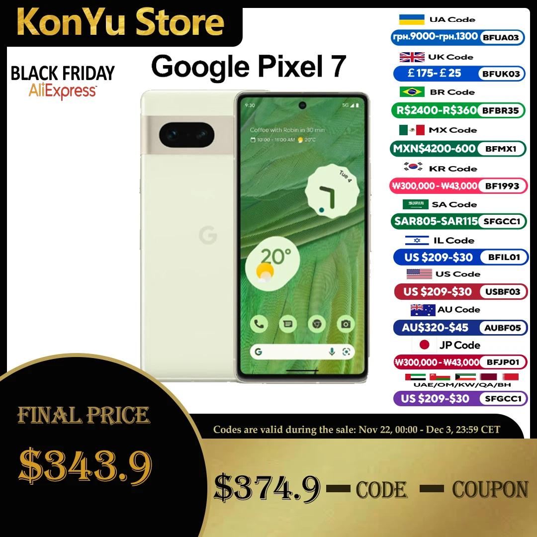 Brand New Google Pixel 7 5G Smartphone 6.3" 8GB RAM 128GB 256GB ROM NFC Octa Core Google Tensor G2 Original Android Smartph