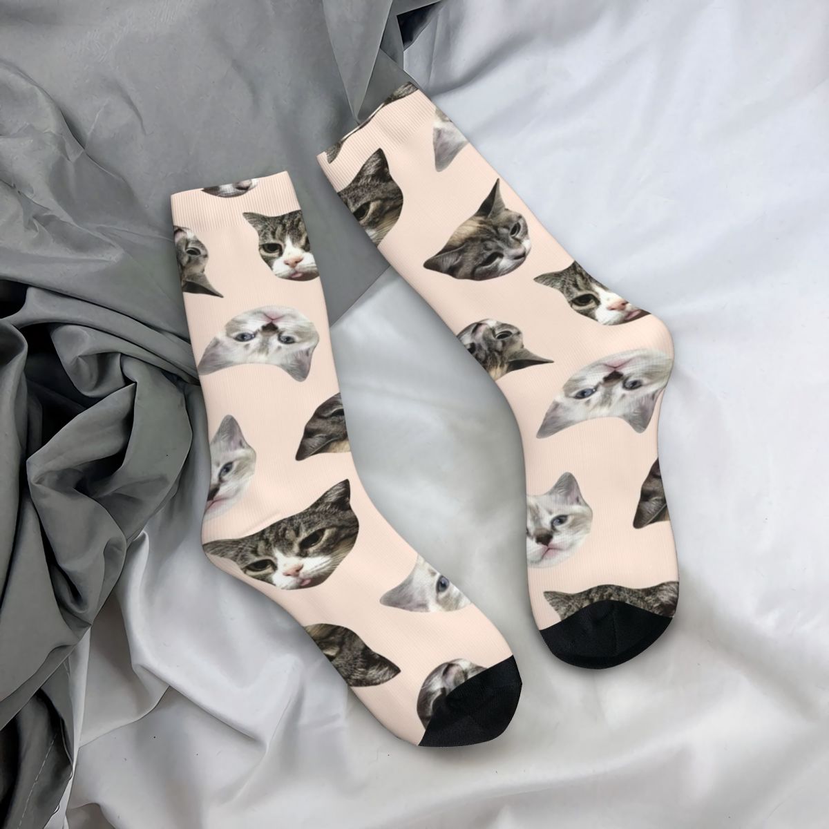 Happy Funny Men's Socks Novelty Funny Cat Sock Cute Kitty Graphic Women's Socks Spring Summer Autumn Winter