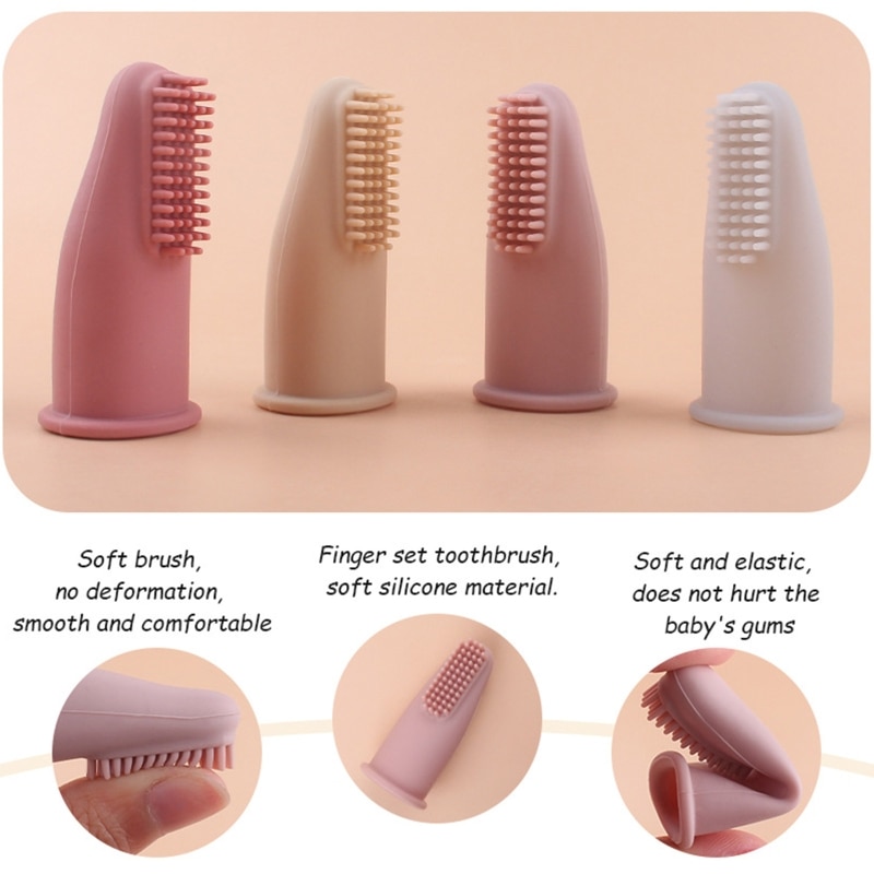 Food Grade Silicone Baby Finger Toothbrush Infant Toddler Kids Soft Oral Care Hygiene Massaging Bristles Teeth Brush