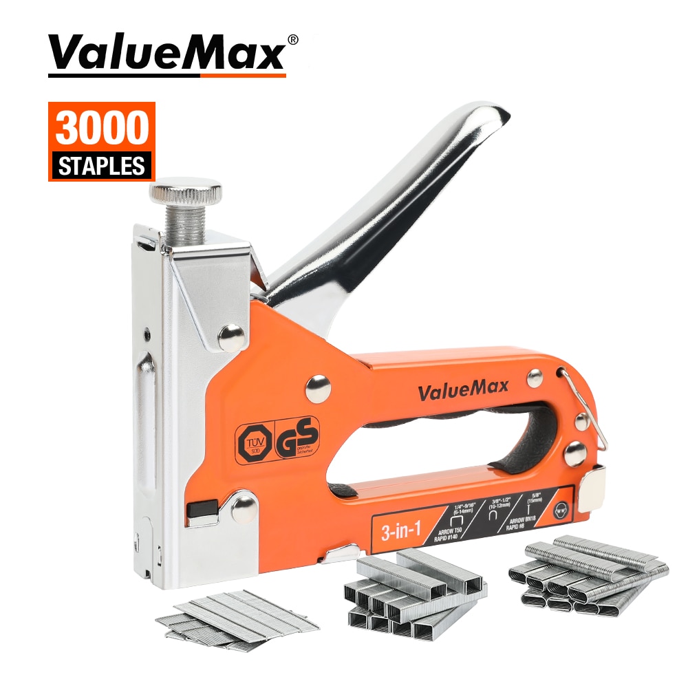 ValueMax 3-in-1 Heavy Duty Nail Gun DIY Furniture Staple Gun Manual Brad Nailer Upholstery Stapler for Decoration And Carpentry