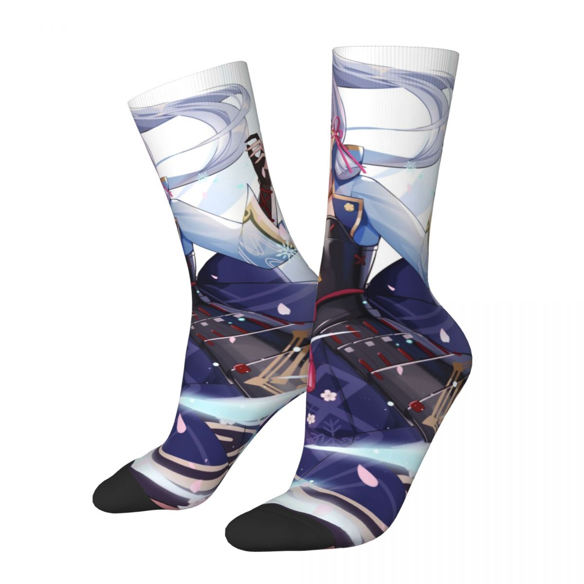 Kamisato Ayaka Socks Men's Women's Genshin Impact Anime Socks High Quality Spring Summer Autumn Winter Middle Tube Soc