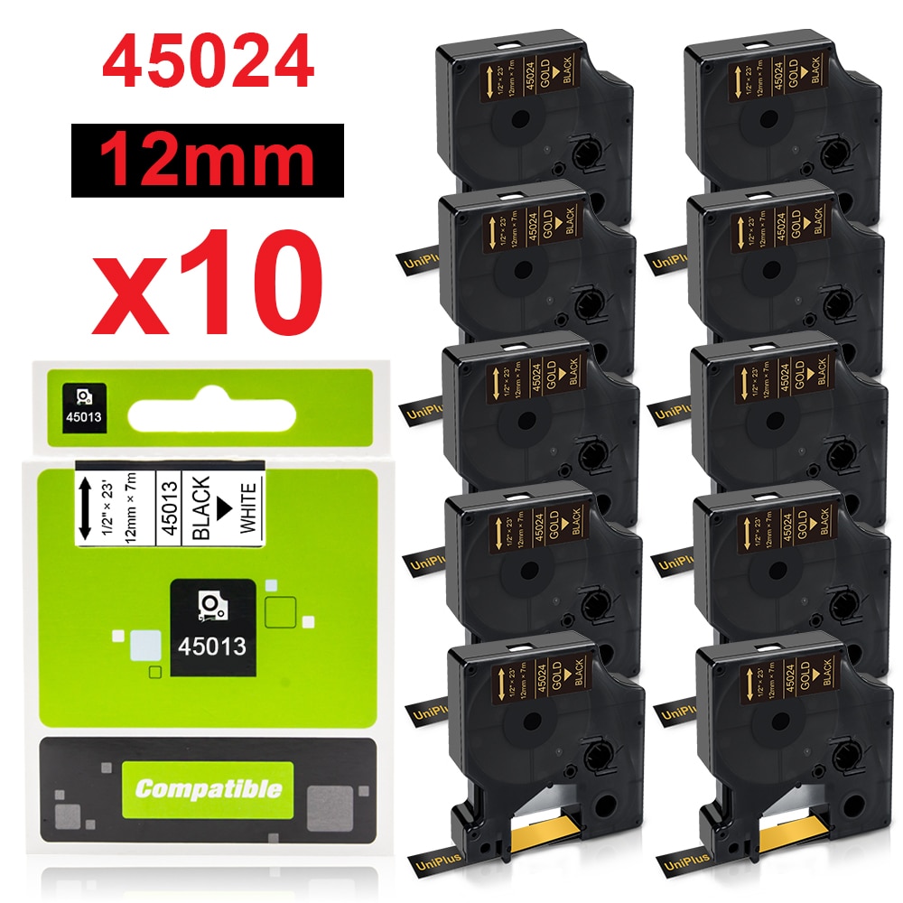 10PK Compatible Dymo Label Tape Dymo 45013 45024 45023 45018 45010 45020 45017 D1 Tape for Dymo Label Maker LM160 LM420P LM450D