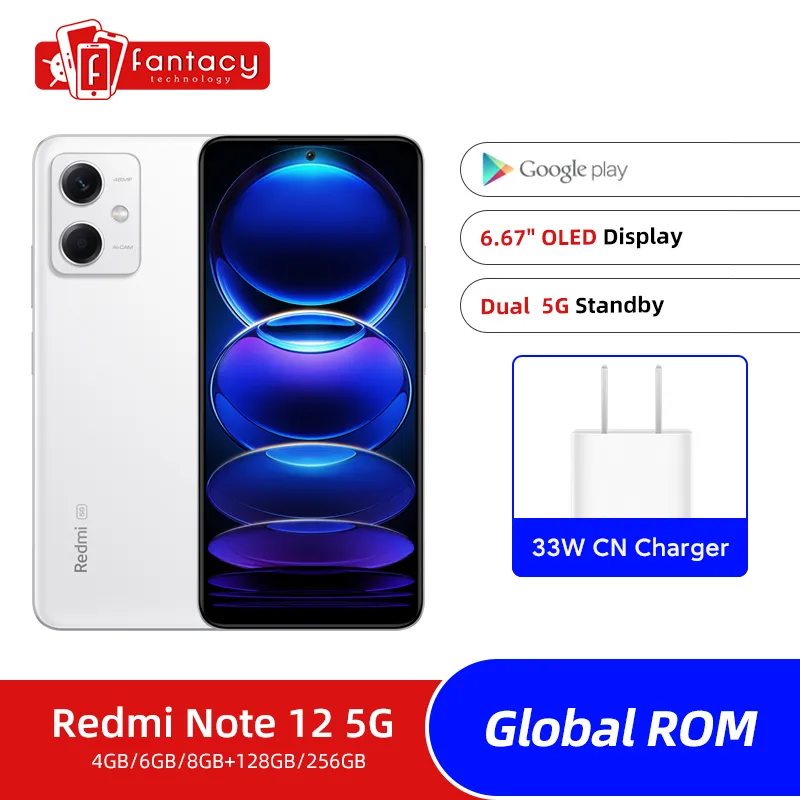Global ROM Xiaomi Redmi Note 12 5G 128GB / 256GB 6.67" OLED Display 120Hz Snapdragon 4 Gen 1 5000mAh 48MP CN Version