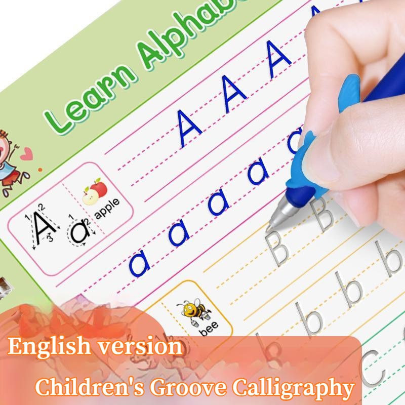 3D Groove Magic Practice Copybook Reusable Groove Writing Practice Book Numbers French Letters Calligraphy Writing Exercise Book