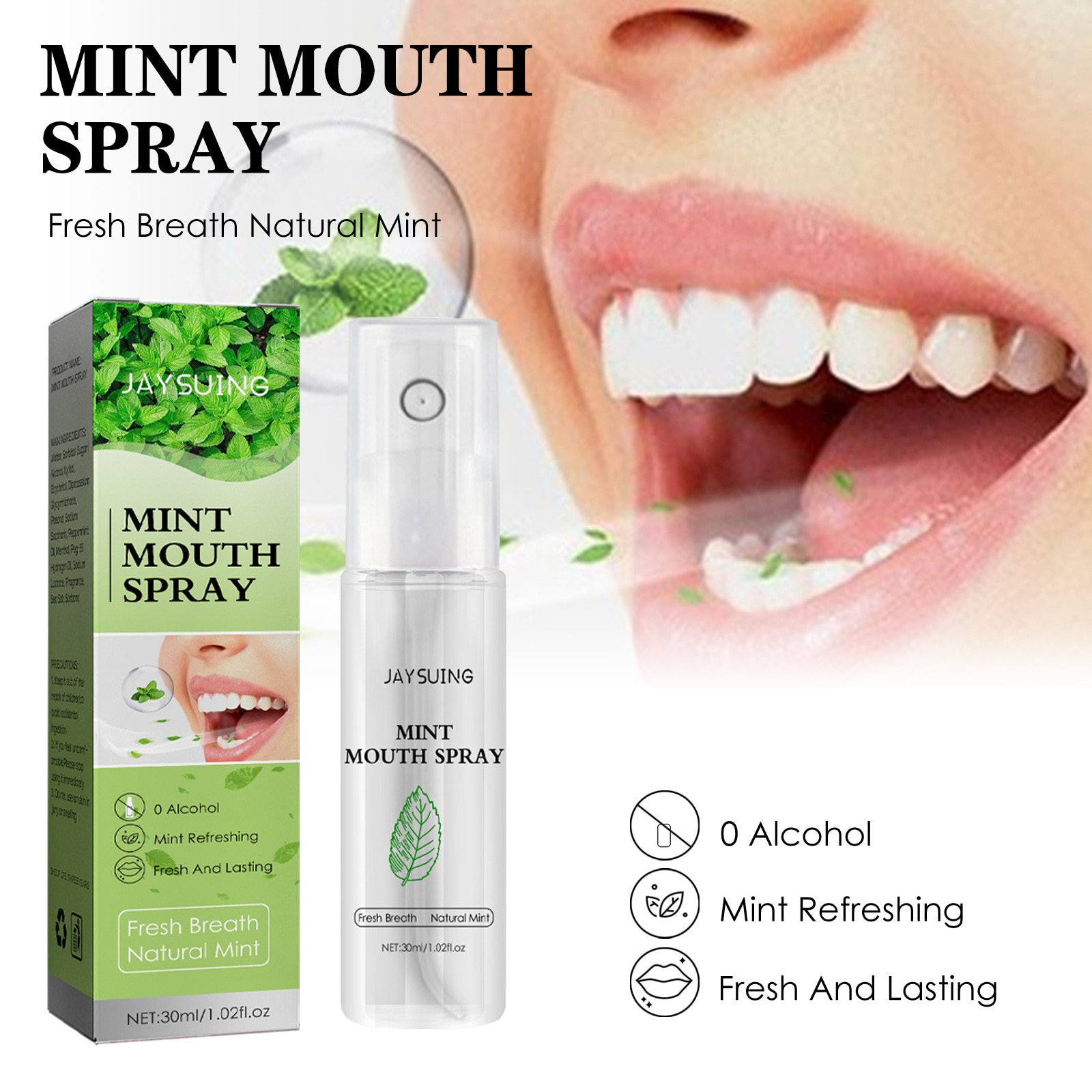 30ml Mint Spray Breath Freshener Mouth Spray Odor Treatment Spray Refresher Fresh Breath Remove Bad Breath معطر الفم 방향제