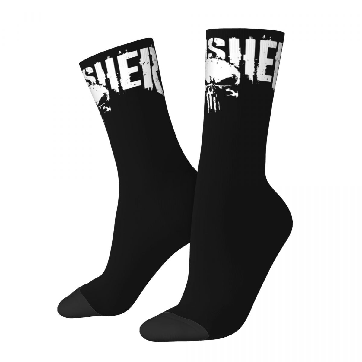 The Punisher Skull Tag Grunge 2 Socks Men's Women's Casual Socks Hip Hop Spring Summer Autumn Winter Middle Tube Socks