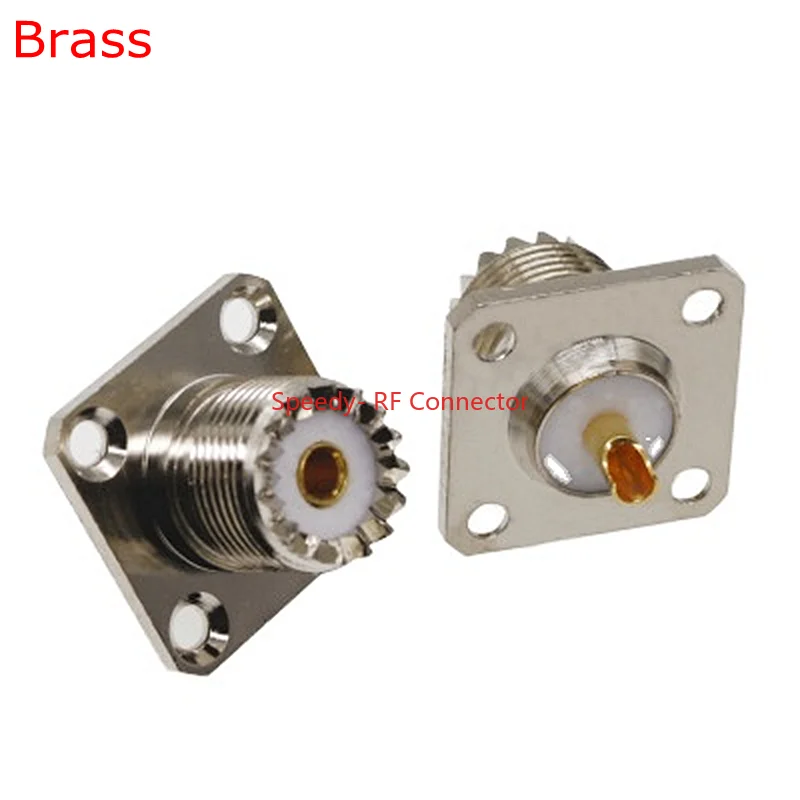 10Pcs UHF SO239 SO-239 Female Jack Socket Connector UHF 4hole Flange Soldering Chassis Panel Mount Socket RF Brass Copper RF