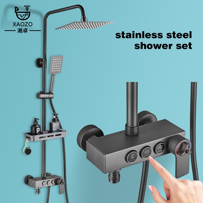 Stainless Steel Bathroom Household Constant Temperature Shower Shower Set Gun Gray Pressurized Bathroom Shower Head Bath