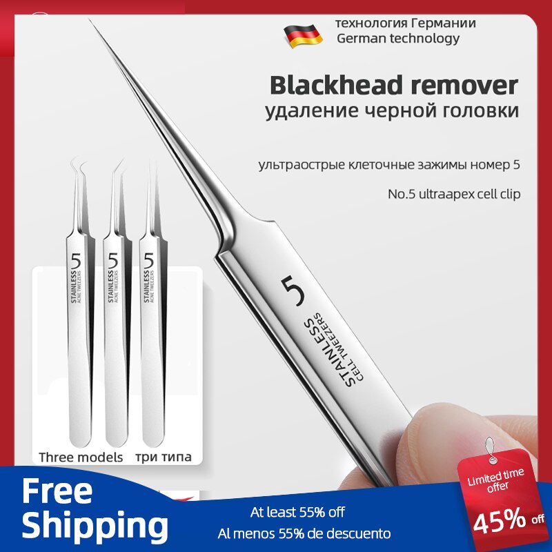 Blackhead RemoverUltra-fine No. 5 Cell Pimples Blackhead Clip Tweezers Beauty Salon Special & Closing Artifact Acne Needle T