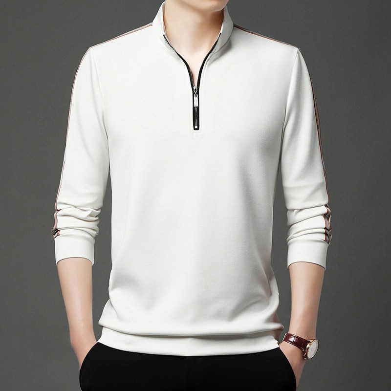 Autumn Sweatshirt Men Fashion Slim Fit Mens Hoodies Sweatshirts Half Zipper Solid Color Sweatshirts Classic Casual Men Clothing