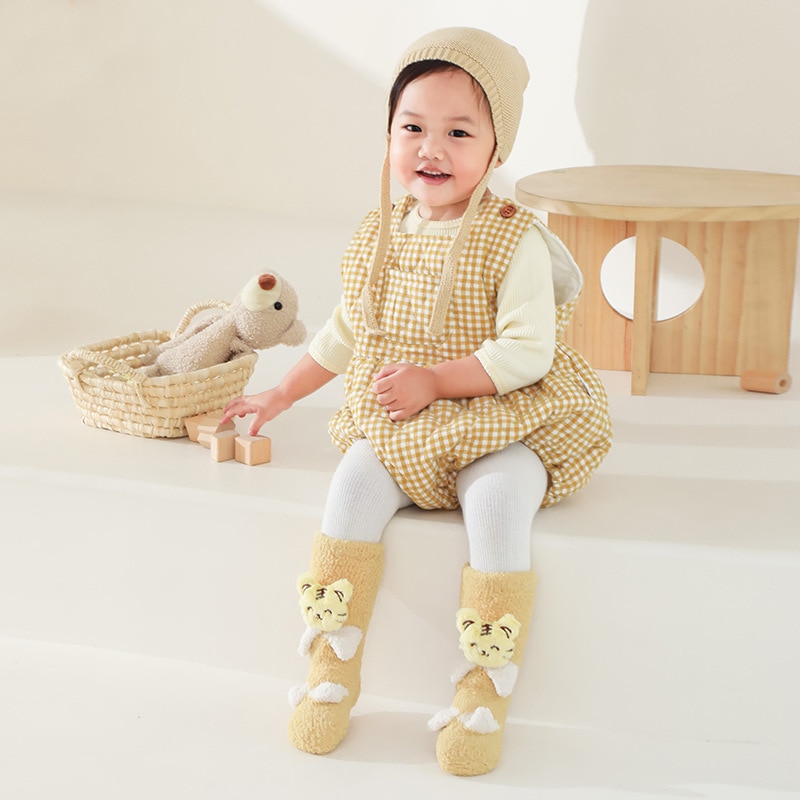 0-8Y baby socks fall winter plus velvet padded kids socks long tube newborn baby anti-slip children home floor socks Leg Warmers