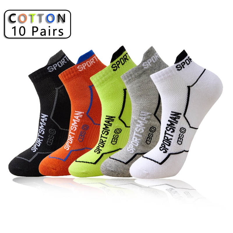 10Pairs High Quality Ankle Socks Men Bright Colors Breathable Cotton Sports Socks Mesh Casual Athletic Short Sokken Size 6-11