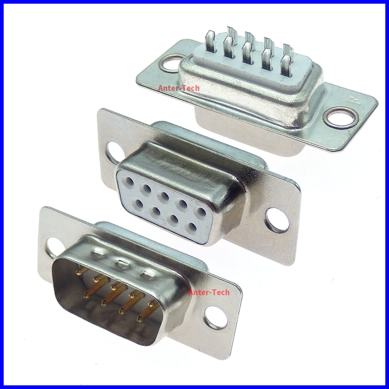 10Pcs RS232 DB9 Connector Serial VGA 9 Pin Female 2 Rows Solder Type Plug D-SUB Male Plug Socket Connector