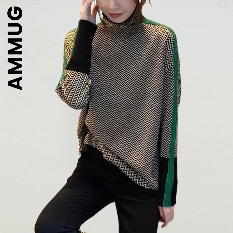 Ammug Fashion Women Sweater Turtleneck Knitted Sweet Soft Women's Sweater Elegant Women Sweaters Pullover Chic Tops Female