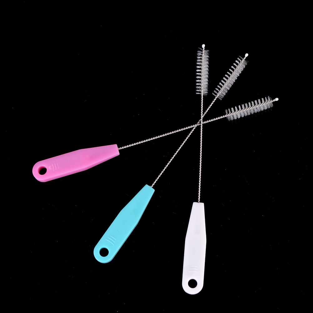 Random Milk Feeding Bottle Drink Water Cup Straw Washing Brush Soft Hair Cleaning Tool Stainless Steel Handle Brushes Wholesale
