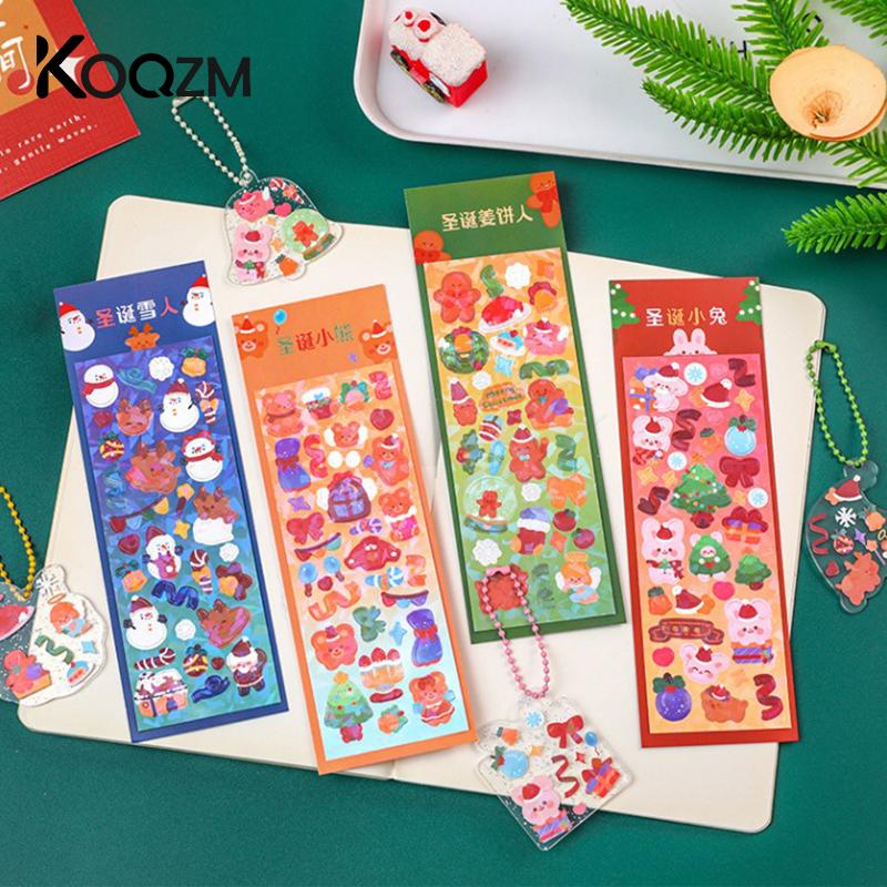 Creativity Christmas Goo Card Sticker Transparent Acrylic Elk Gingerbread Man For DIY Keychain Pendant Making Handmade Jewelry