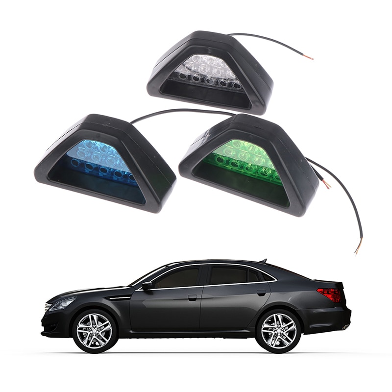 Universal Brake Signal Lamp Marker Light F1 Style Triangle Sporty 12LED Rear Fog Light DRL For JDM