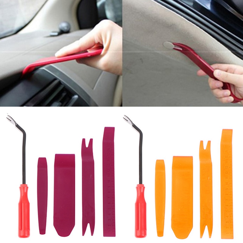 5pcs Auto Door Clip Panel Trim Removal Tool Kits Navigation Disassembly Seesaw Interior Tool Car Modification Tools