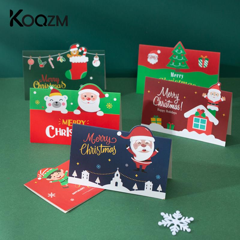 New Santa Snowman Blessing Greeting Card Various Style Postcard Set Folding Greeting Card Gift Stationery School Office Supplies