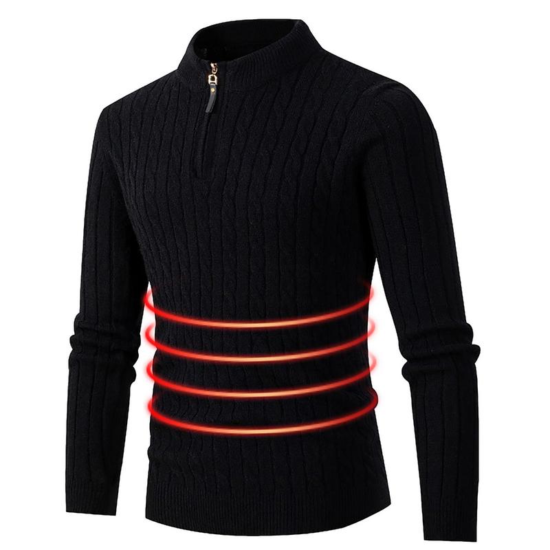 Zip Turtleneck Sweater Men Men's Quarter Zip Mock Neck Sweater Classic Ribbed Turtleneck Sweater For Business Casual For Me