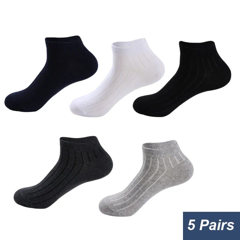 5 Pairs/Lot Men's Summer Cotton Socks New Fashion Solid Color Sports Sweat Absorption Breathable High Quality Ankle Boat So
