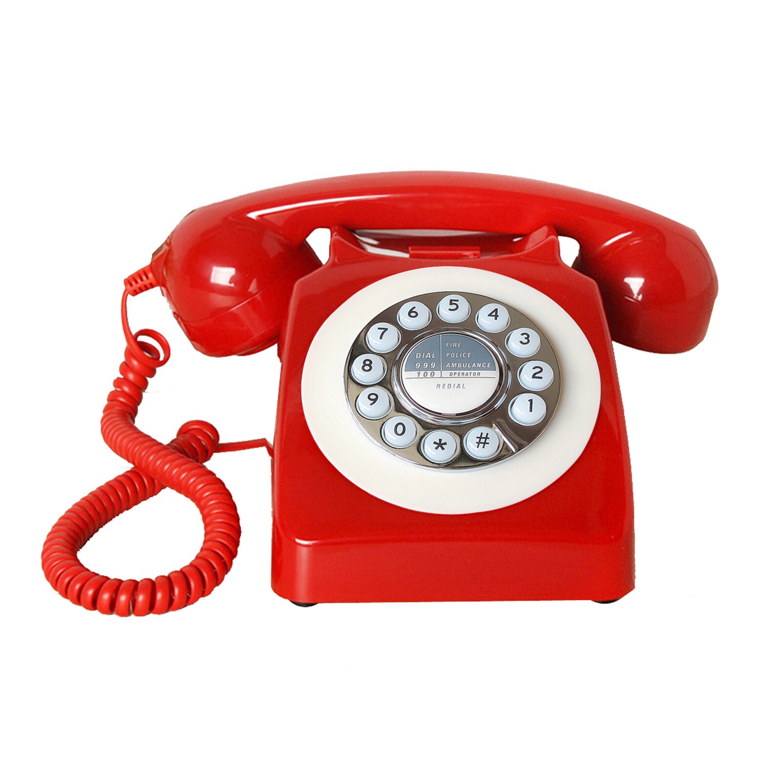 Corded Red Retro Telephone for Home Office, Classic Old Fashion Landline Phone, Wired Antique Decorative Desktop Phones Gift