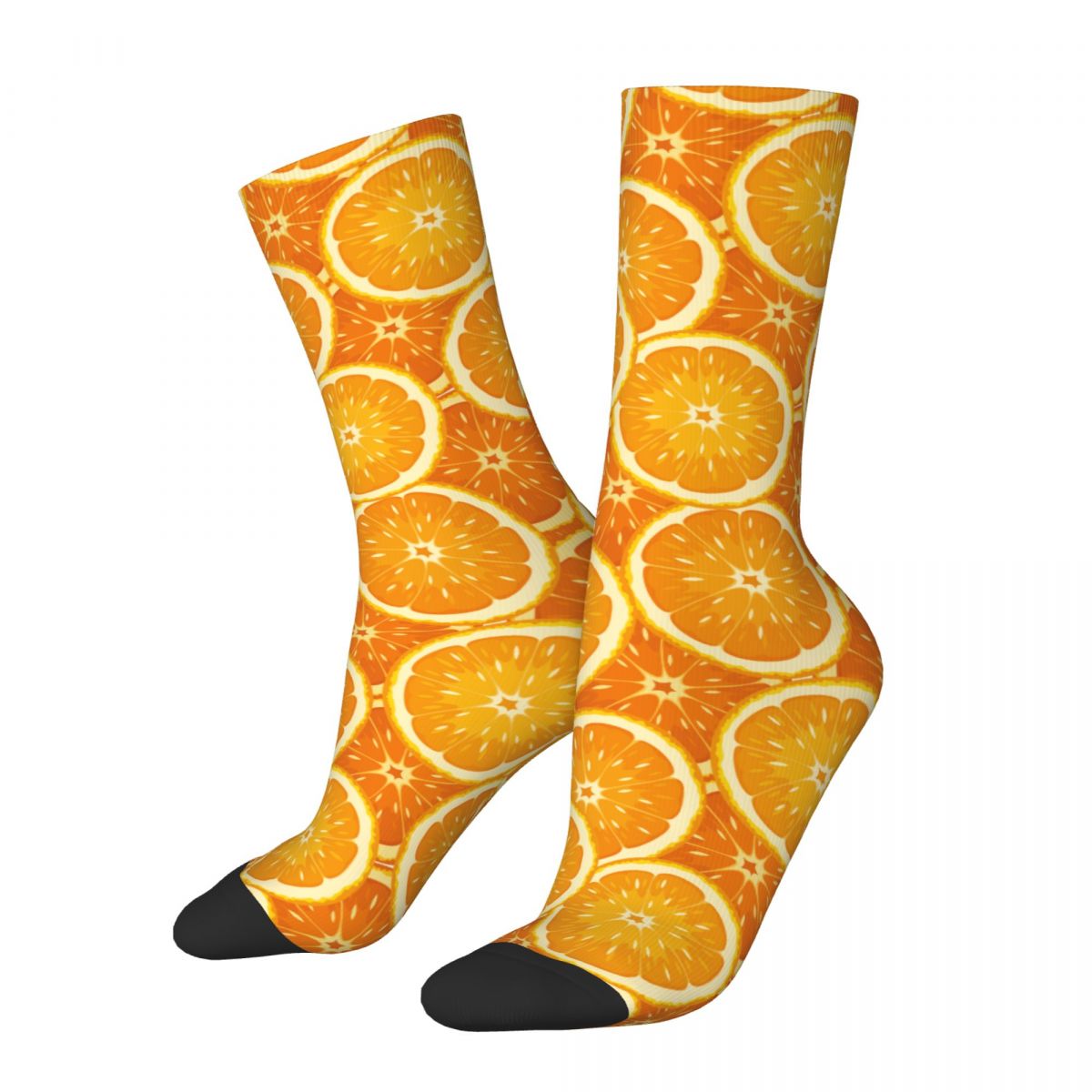 Casual Oranges Fruit Vegetable Football Socks Polyester Crew Socks for Unisex Non-slip