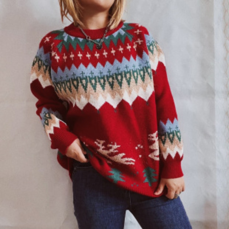 christmas tree Vintage Sweater women Winter Warm Thick Knitted Pullovers 2022 New Korean Style Couples Sweaters Hip Hop Jumpers