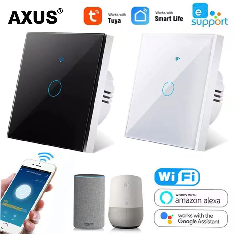 AXUS Tuya WiFi Smart Light Switch with Glass Panel Wall Smart Switch Universal 110-220V For EU Smart Home Life Alexa Google Home