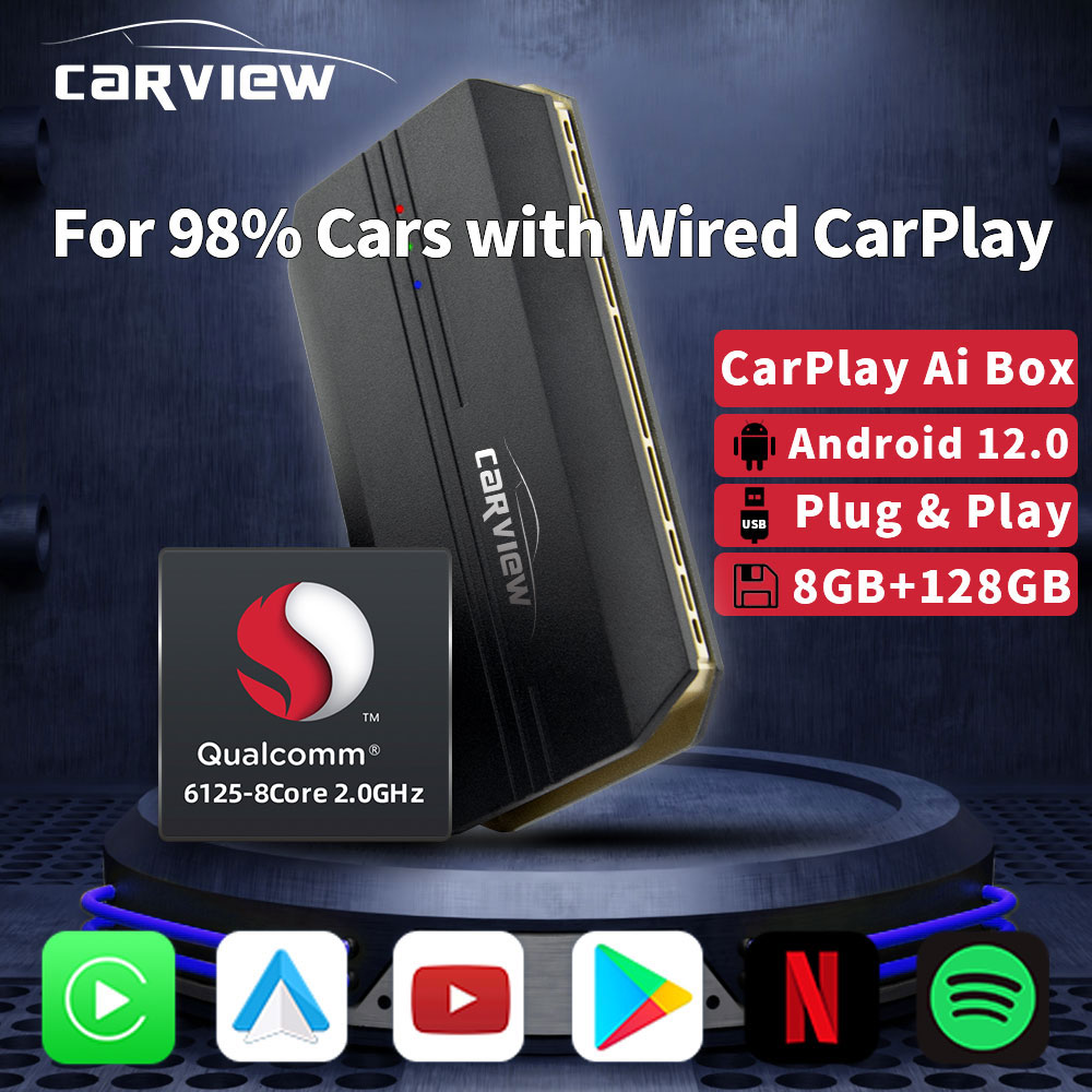 CARVIEW 8 Core Carplay Ai Box Wireless CarPlay Wireless Android Auto 4G LTE WIFI Built in GPS Netflix You_Tube Google Play