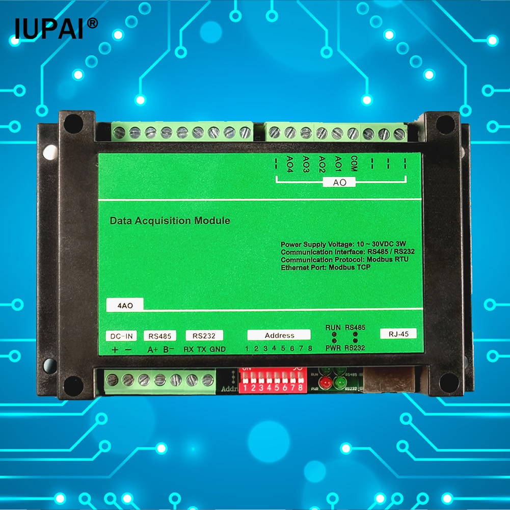 4AO Analog Output Adjustment Module 0-20MA/4-20MA/0-5V/0-10V Compatible With RS485 Communication Industrial Controller