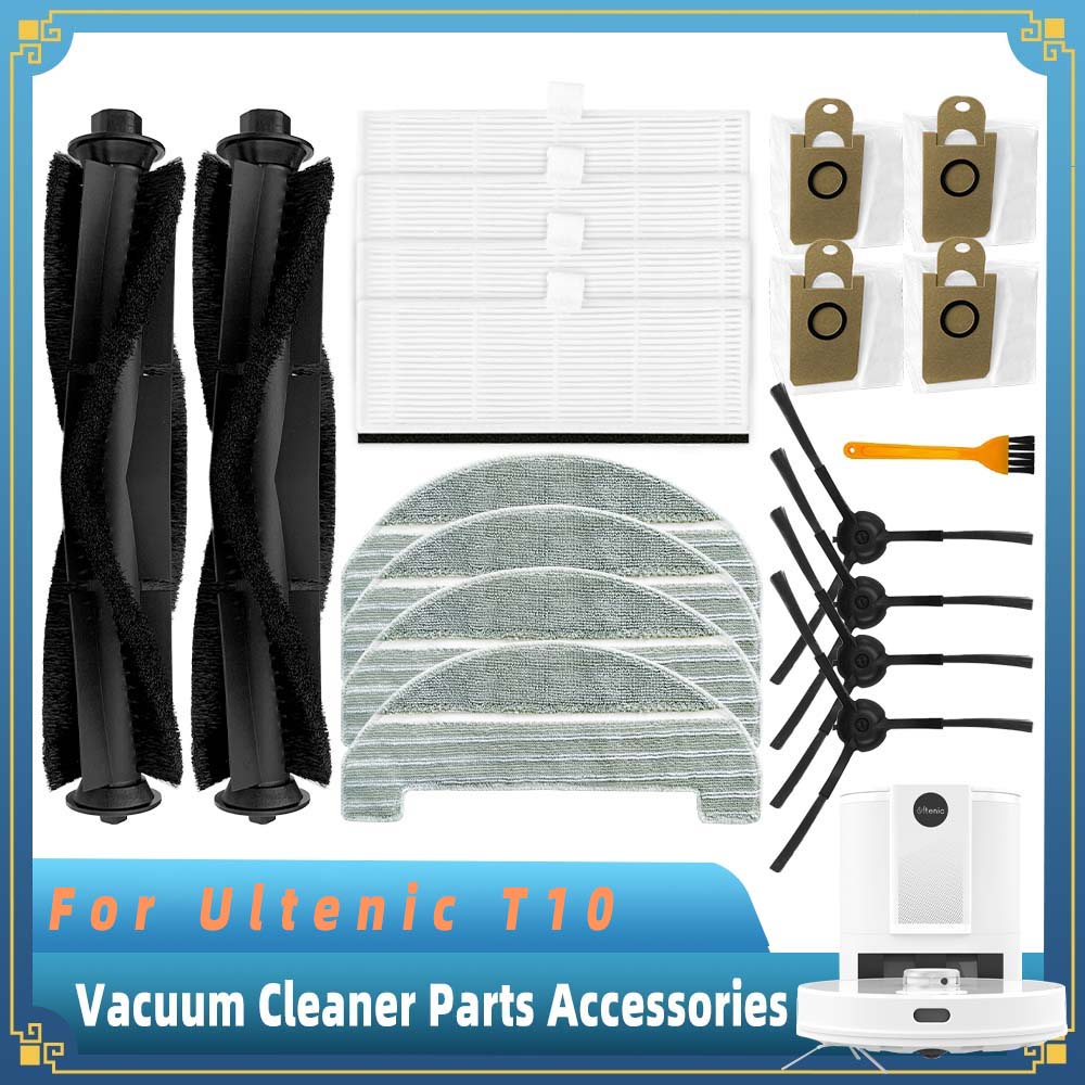 For Ultenic T10 Robot Vacuum Cleaner Replacement Spare Parts Accessories Main Brush Side Brush Hepa Filter Mop Rag