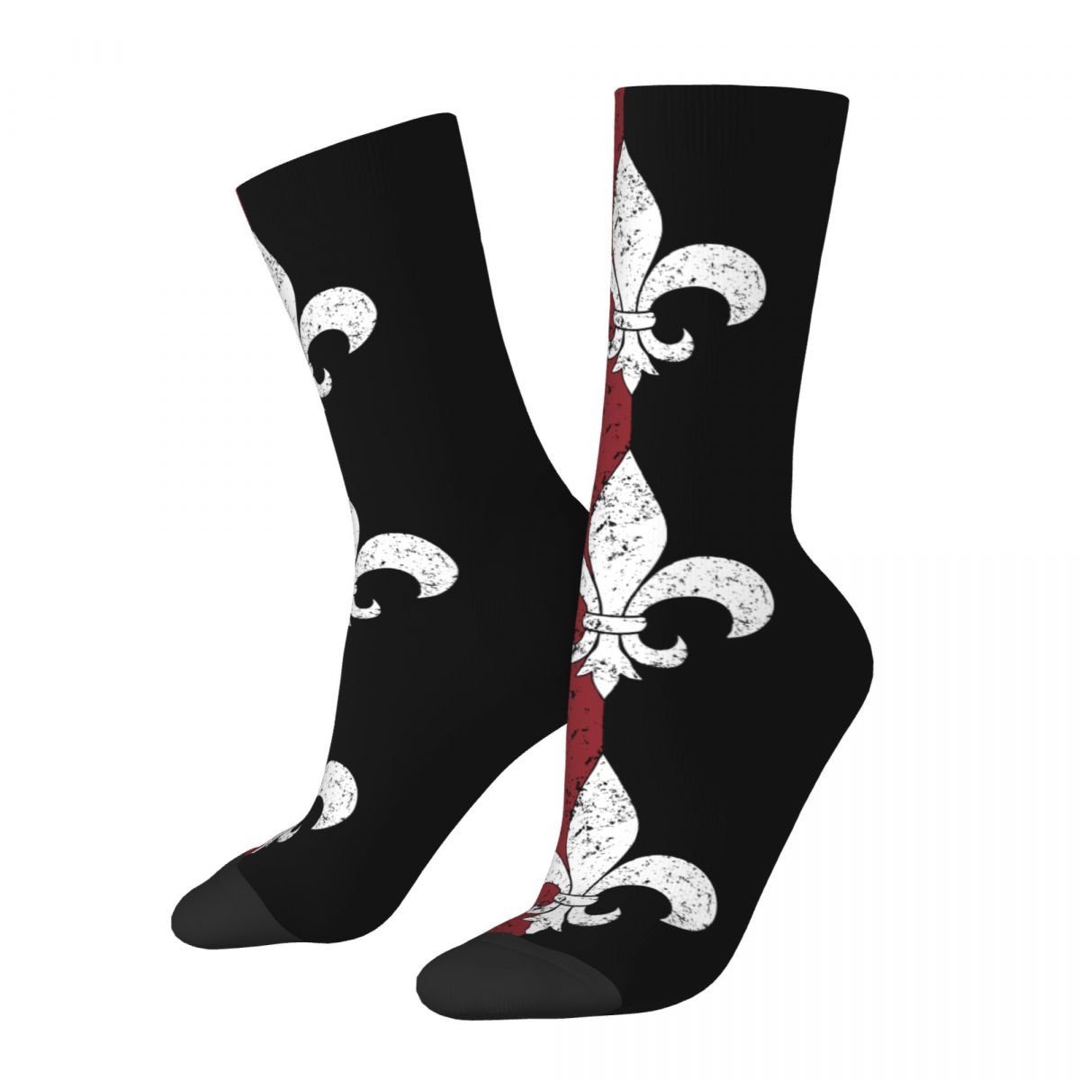 Fleur De Lis Socks Men Women Polyester Fashion Lily Flower Symbol Flag Socks Spring Autumn Winter Middle Tube Stockings Gifts