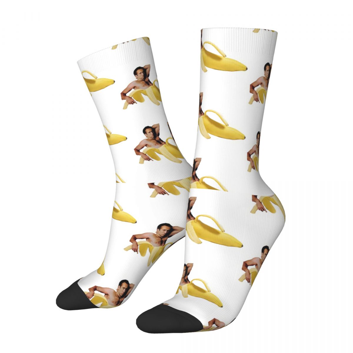 Funny Happy Men's Socks Nicholas Cage Banana Retro Harajuku Meme Hip Hop Novelty Seamless Crew Crazy Sock Gift Printed