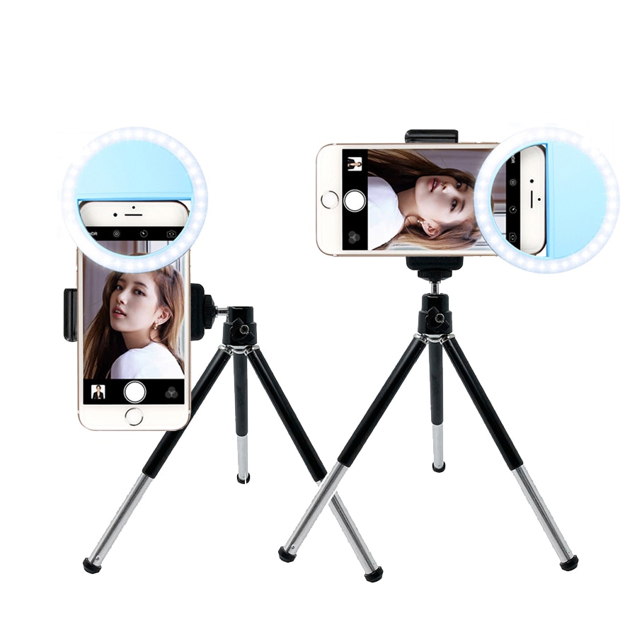 Table Tripod With USB Charge Led Selfie Ring Light for Smartphone Mini Tripod Mobile Camera Tripode Stand Cell Phone Holder Clip