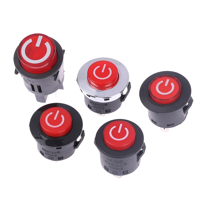 High Quality 1pc Plastic 26mm 28mm One Button Start Switch For Children's Electric Car 3-pin Power Switch For Baby Battery 