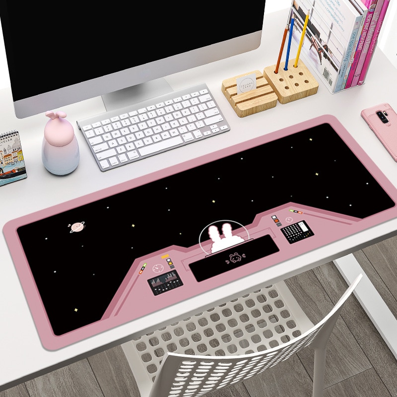 Cute Space Astronauts Rabbit Mouse Pad Computer Keyboard Pad Non-slip Rubber Base Office Desktop Pad Table Mat for Women