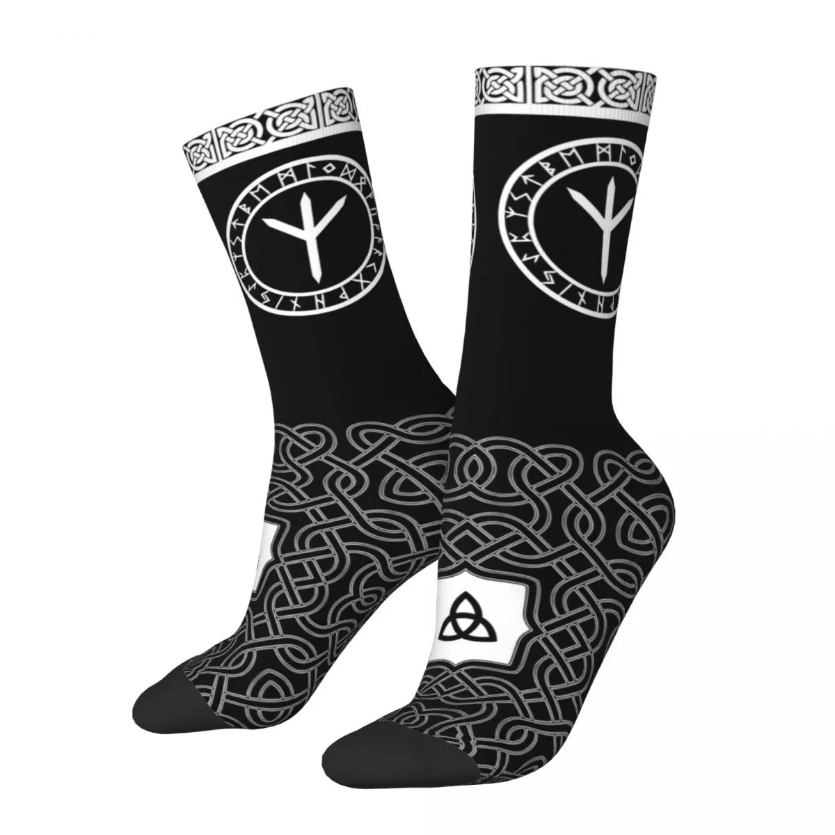 Happy Funny Men's Socks Rune I Black Vintage Harajuku Viking Hip Hop Novelty Seamless Crew Crazy Sock Gift Pattern Printed