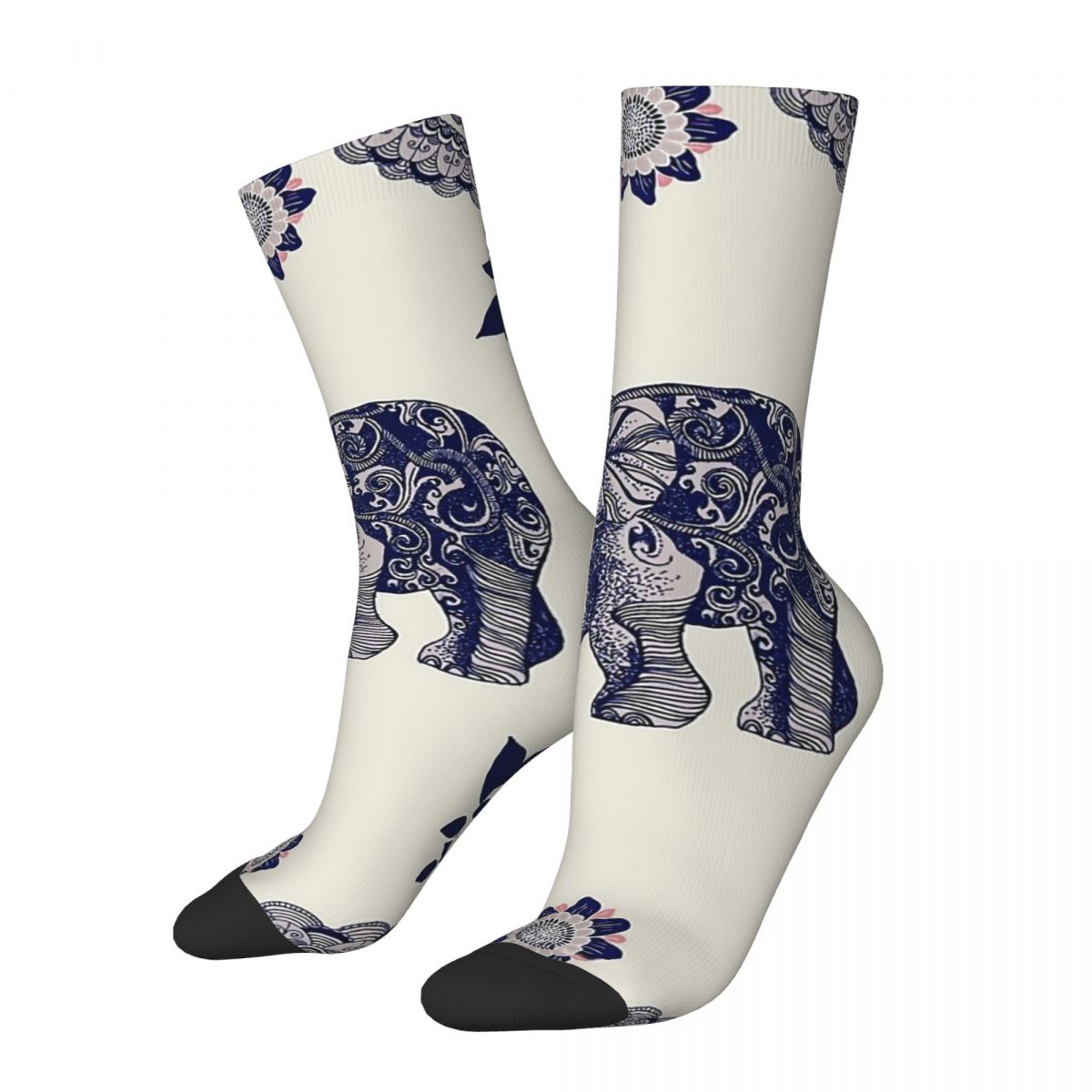 Funny Crazy Sock for Men Pretty Pink Elephant Design Hip Hop Vintage Happy Quality Pattern Printed Boys Crew Sock Casual Gift