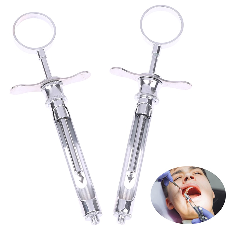 Stainless Steel Dental Injection Syringe Dental Aspirating Syringe Dentist Surgical Instrument Lab Equipment