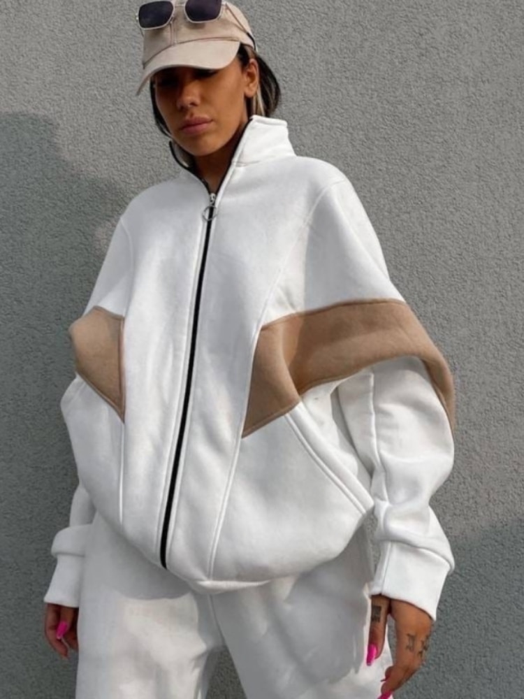 Winter Jogging Women Two Piece Set Female Casual Long Sleeve Zipper Coat Top And Pants Sweatpants Tracksuit Sportswear Outfits