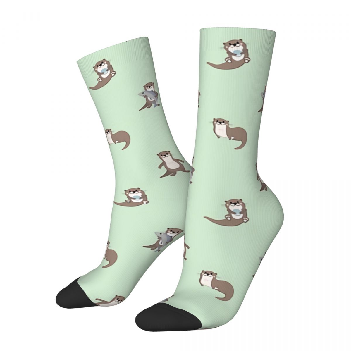 Crazy Sock for Men Happy Life Design Hip Hop Vintage Otter Pet Lover Happy Seamless Pattern Printed Boys Crew Sock Casual Gift