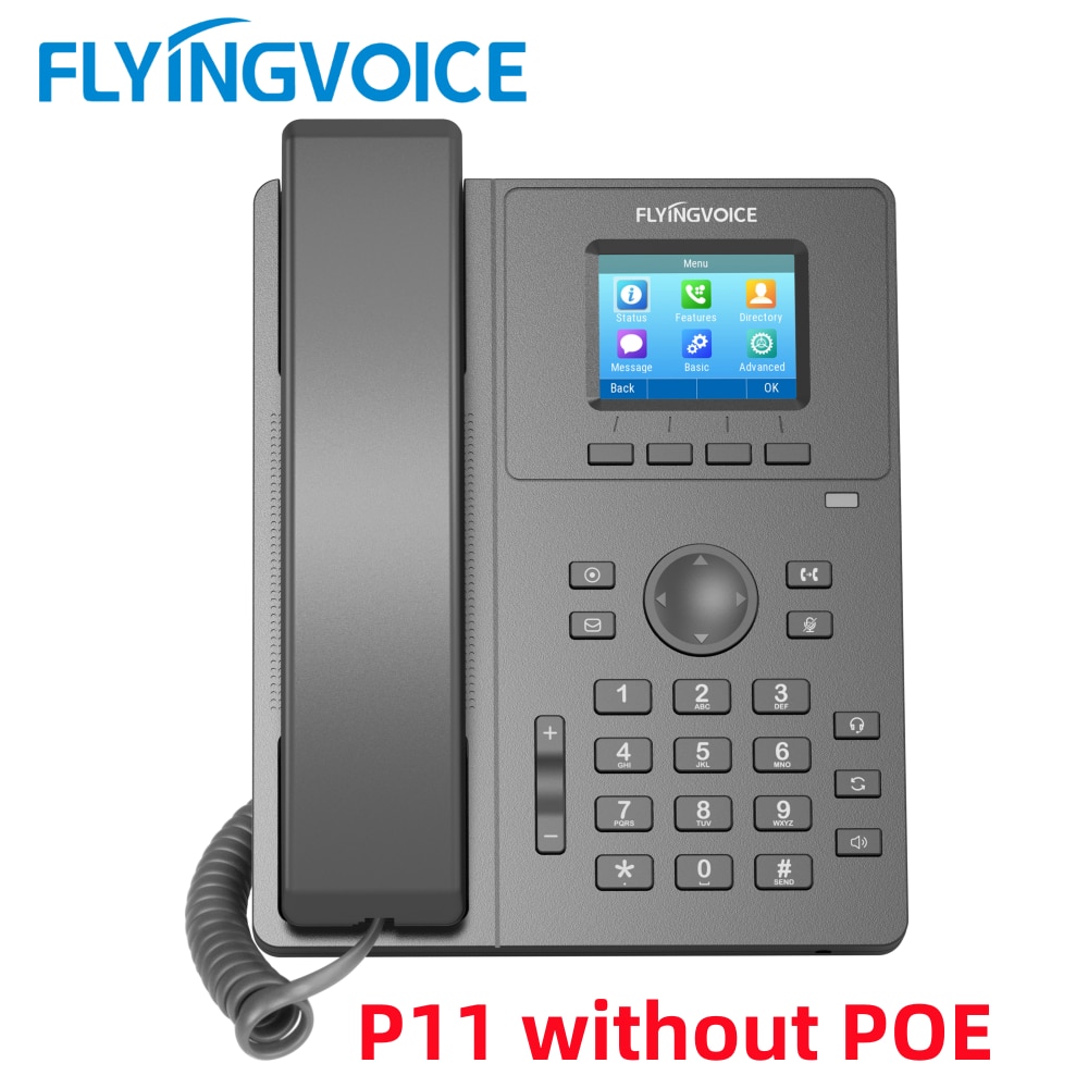 FLYING VOICE P11 High Performance Entry-level IP Phone 2 SIP Accounts Integrated 100M Dual Ethernet Color Screen VoIP Telephone