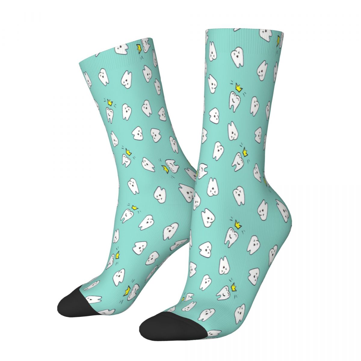 Cute Happy Braces Pattern Tooth Teeth Dental Braces Stomatology Department Socks Male Mens Women Spring Stockings Polyester