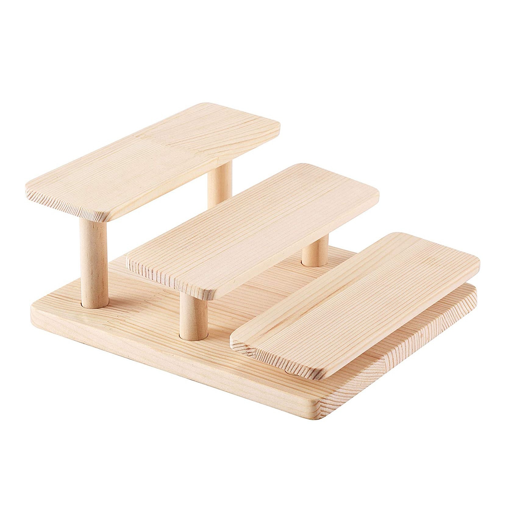 Wooden Display Risers 3 Layers Glasses Display Stand Jewelry Holder Stand Wood Organizer Tray for Cabinet Desktop